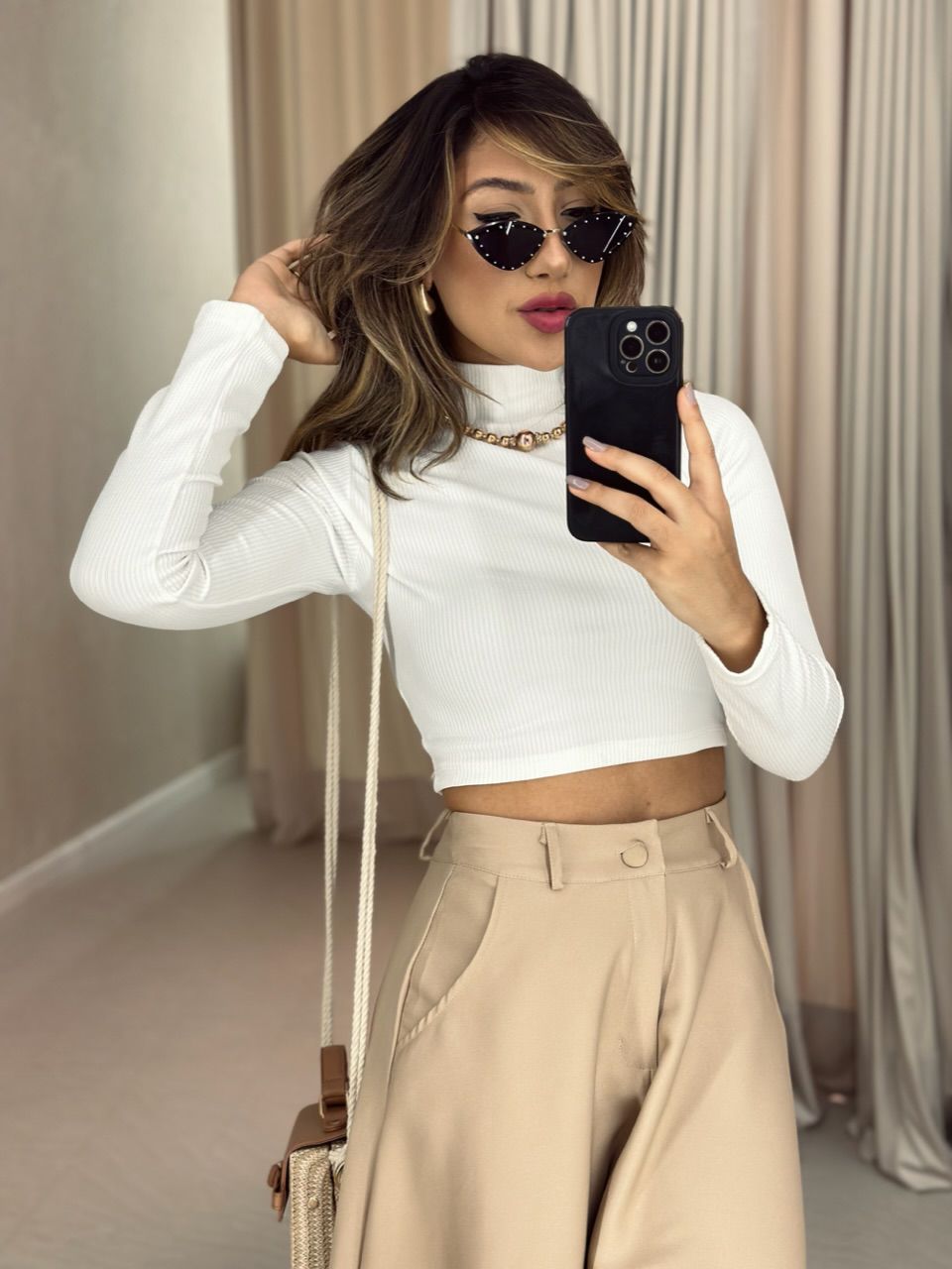 CROPPED ANARRUGA MANGA LONGA OFF