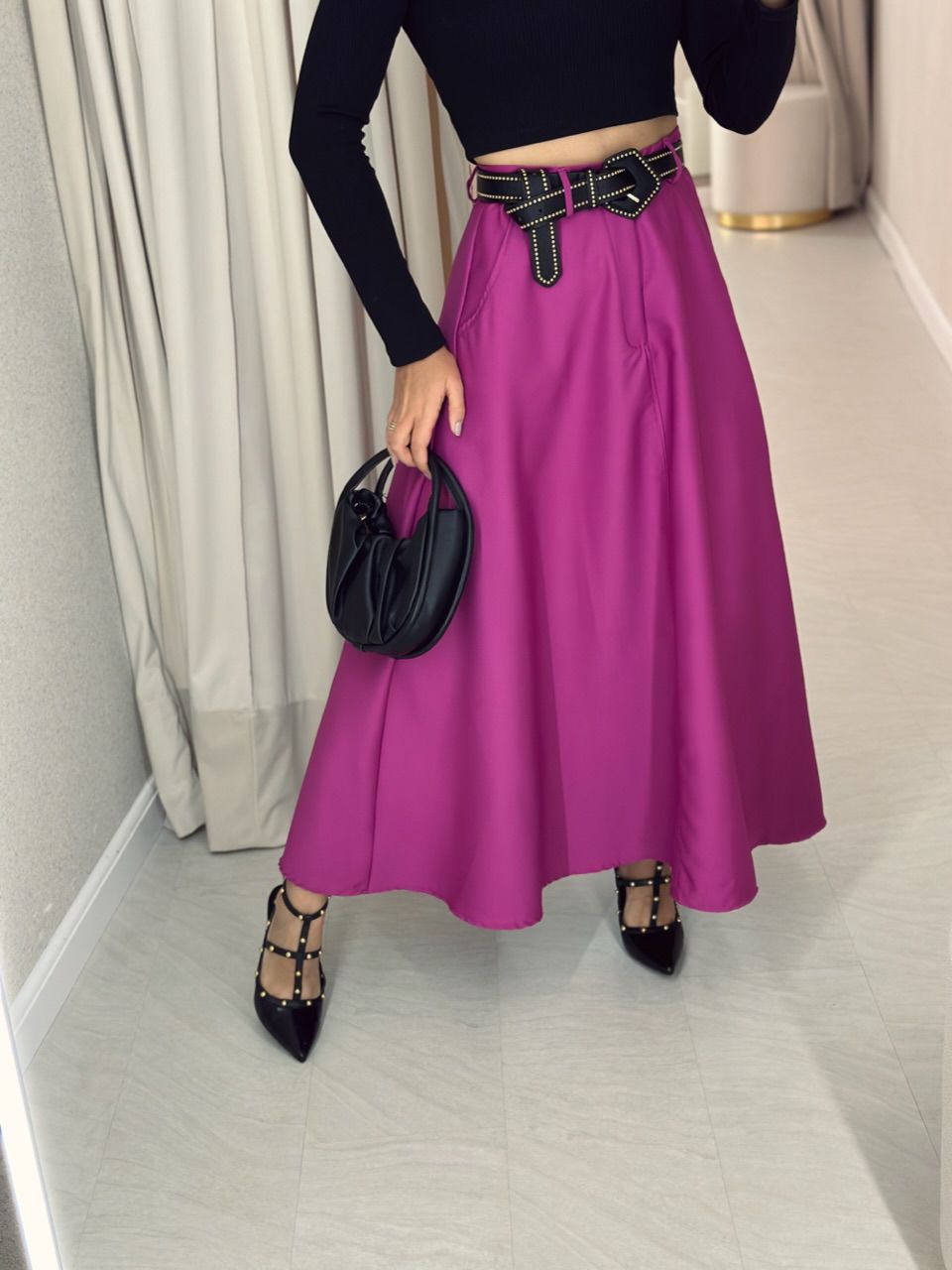 SAIA RAFAELA MIDI FUCSIA - 0049410120 - CAROLLA FERRARO