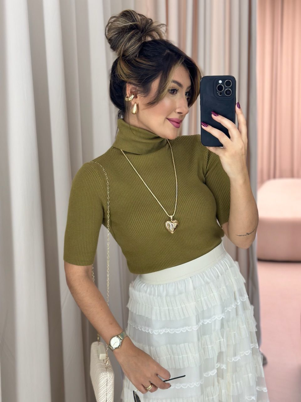 BLUSA MARIA JÚLIA MODAL VERDE - 0050760014 - CAROLLA FERRARO