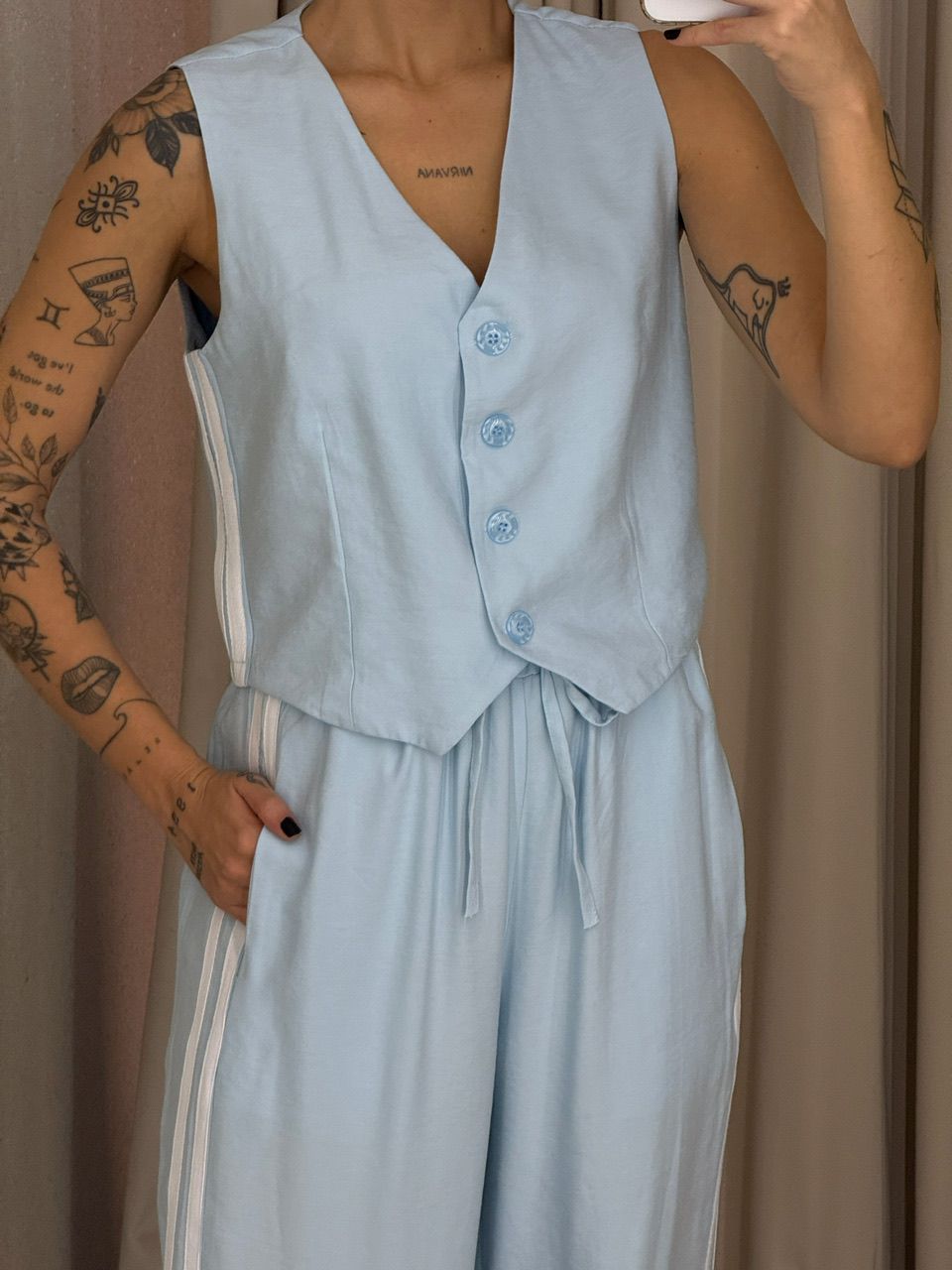 CONJUNTO ESTEFÂNIA LISTRAS BABY BLUE