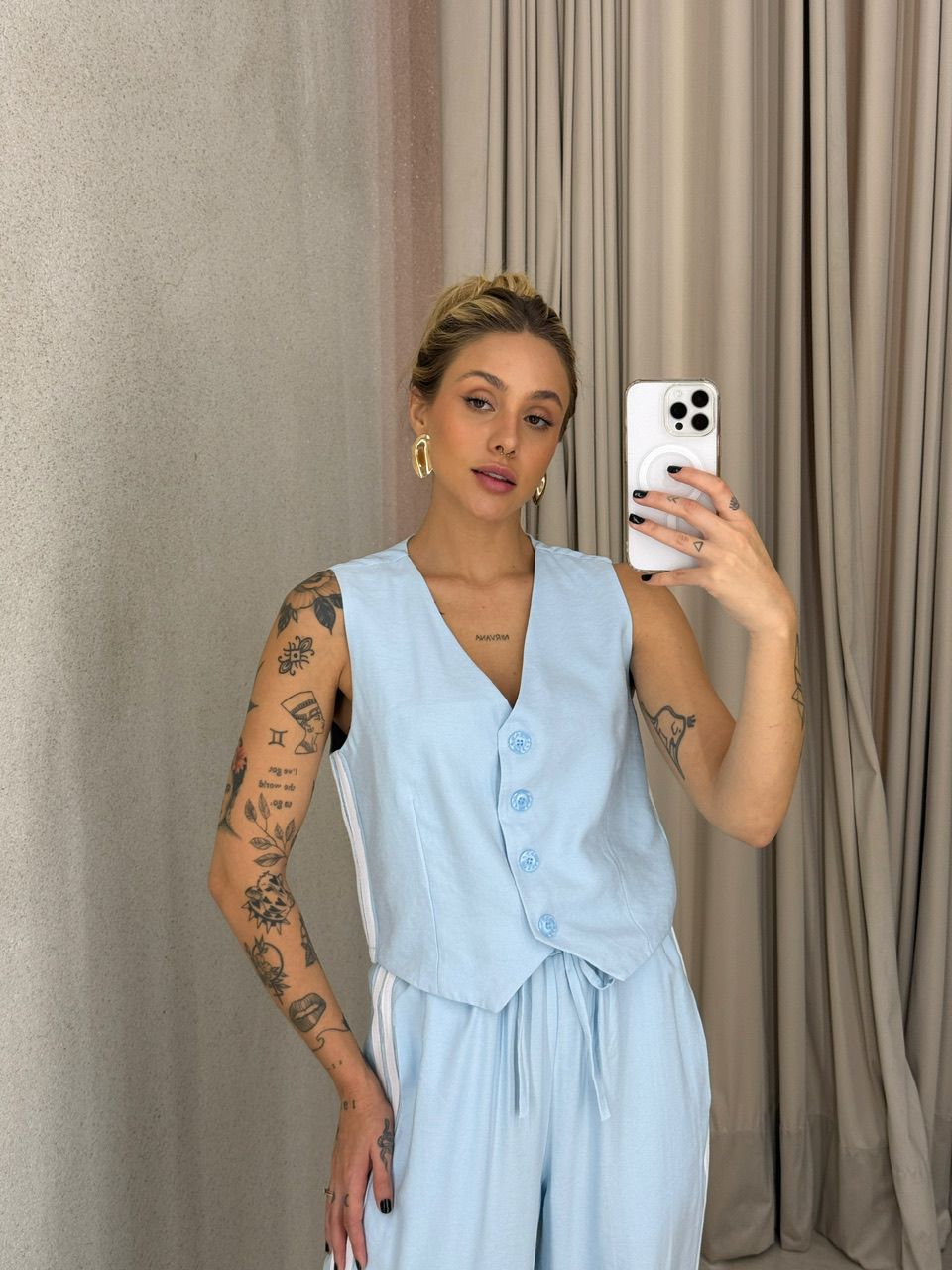 CONJUNTO ESTEFÂNIA LISTRAS BABY BLUE