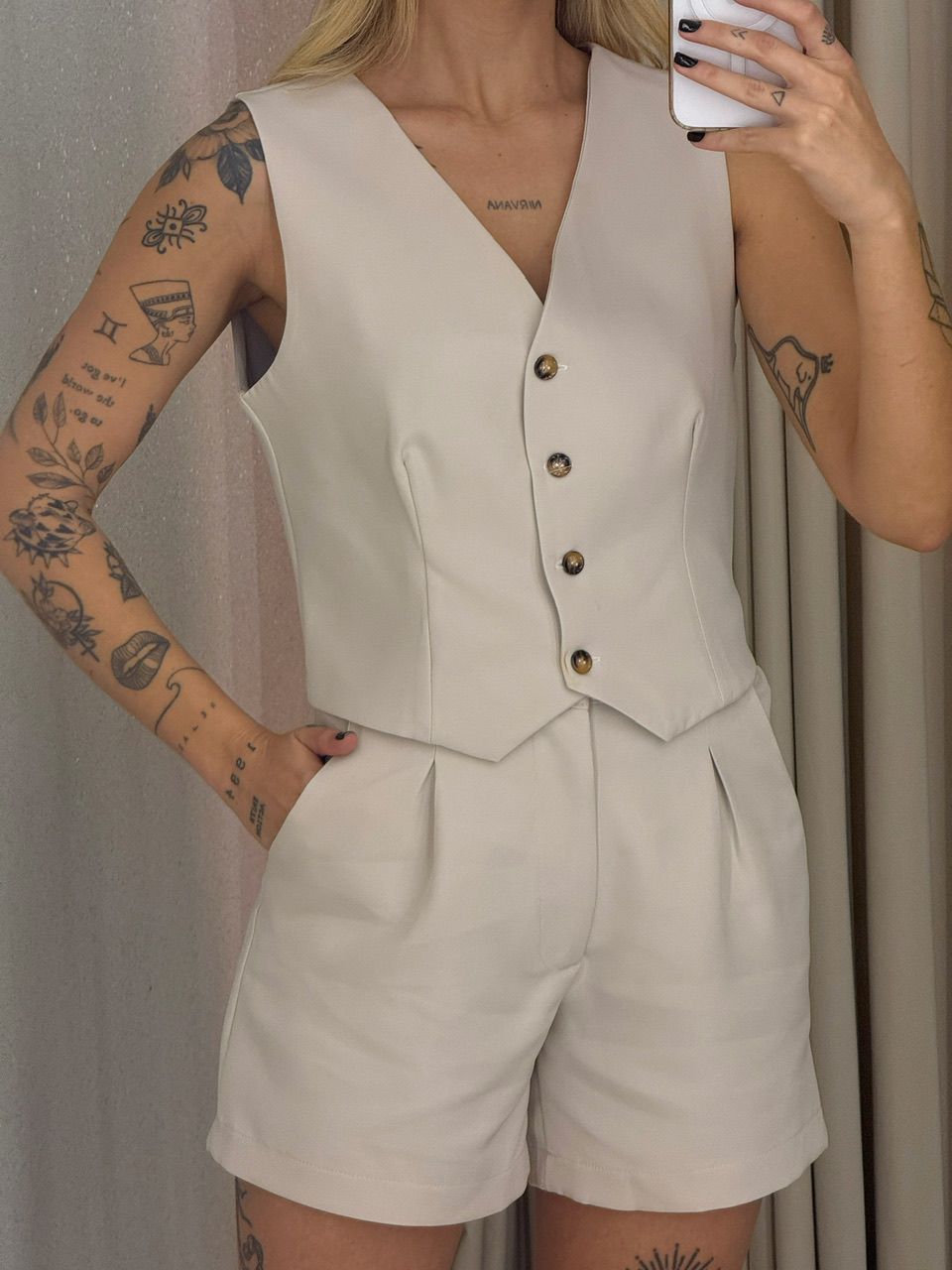 CONJUNTO MAÍSA SHORT COLETE AREIA