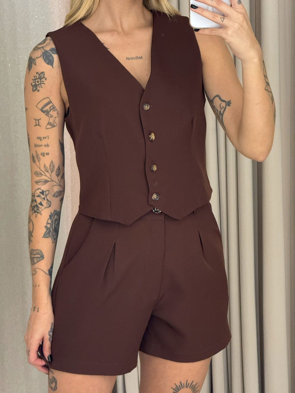 CONJUNTO MAÍSA SHORT COLETE MARROM