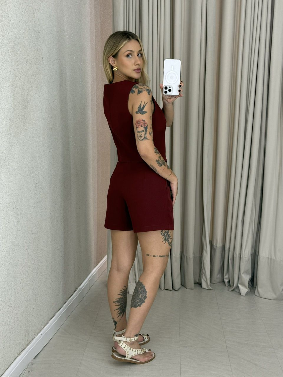 CONJUNTO MAÍSA SHORT COLETE VINHO