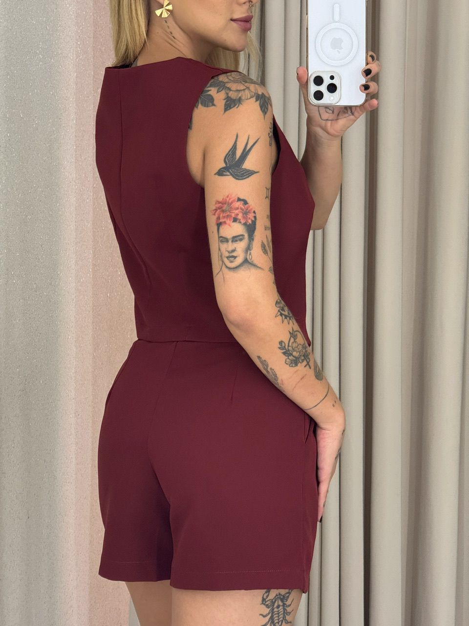 CONJUNTO MAÍSA SHORT COLETE VINHO