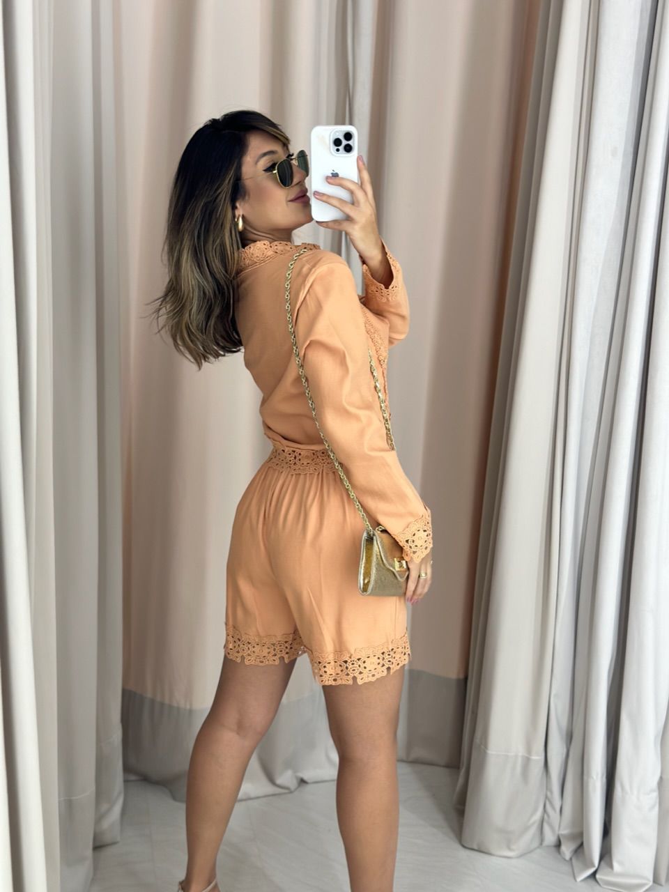 CONJUNTO CRISTINA SHORT LARANJA