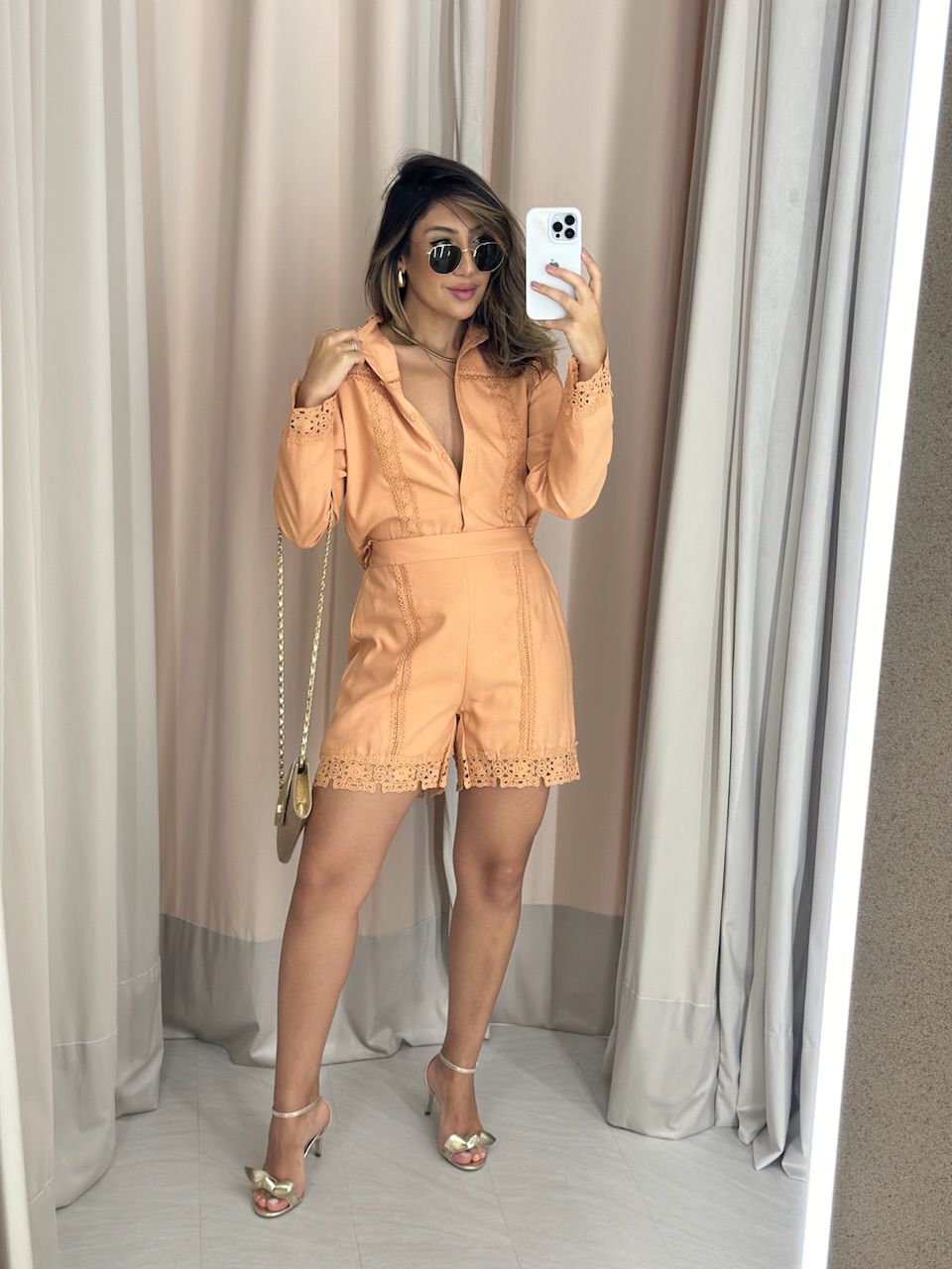 CONJUNTO CRISTINA SHORT LARANJA