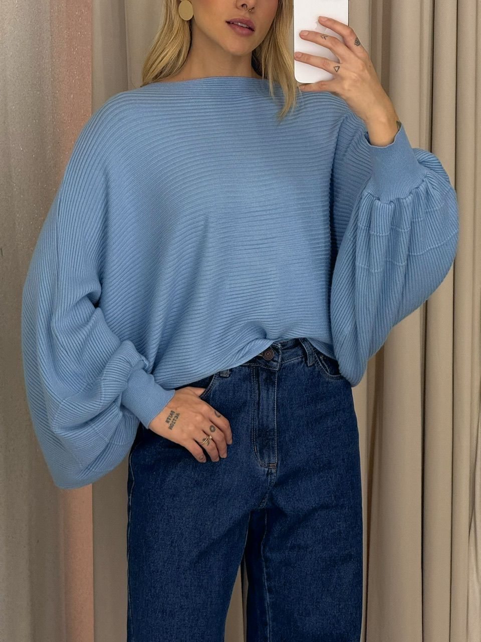 BLUSA AMÁLIA TRICOT AZUL