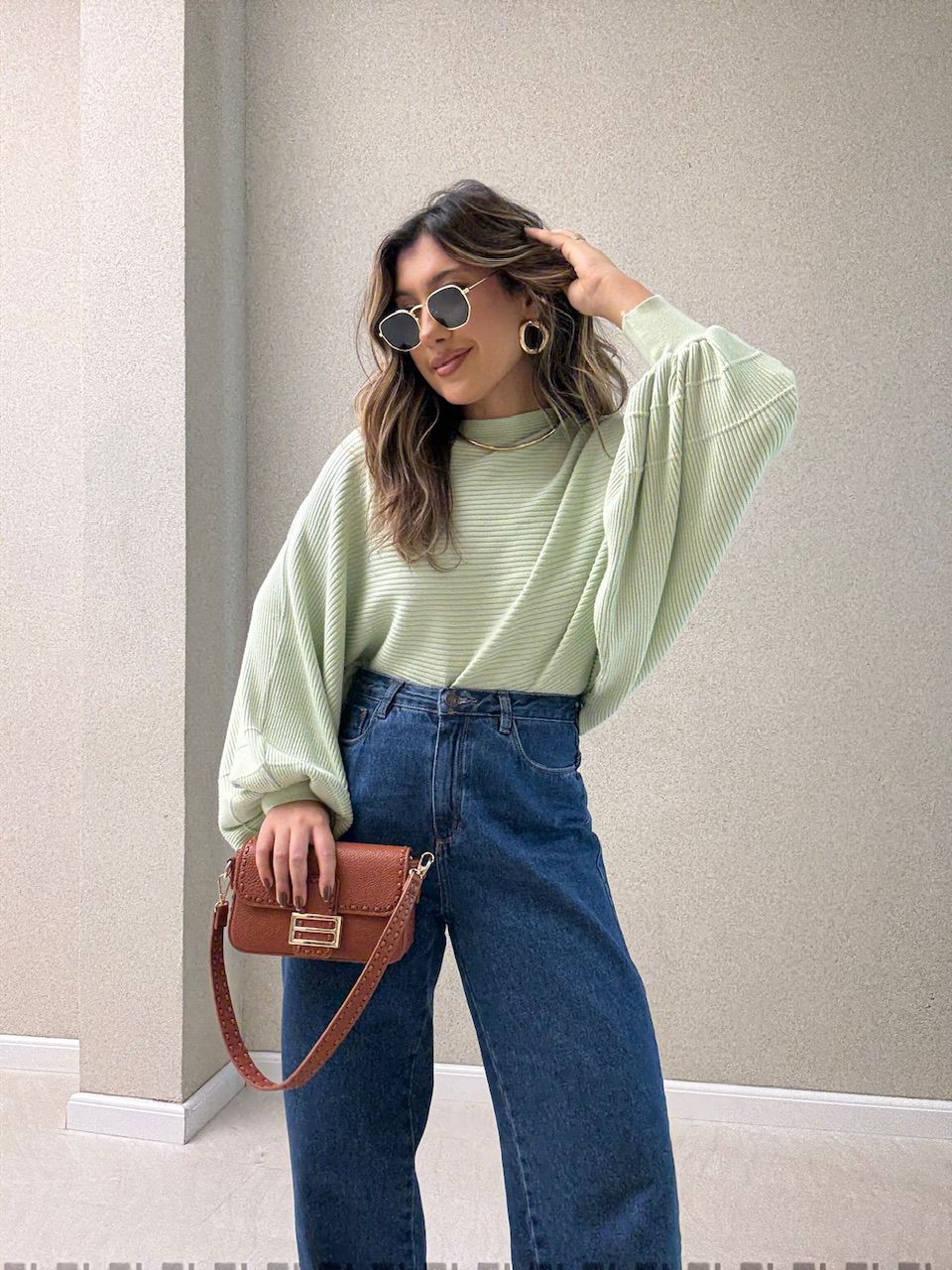 BLUSA AMÁLIA TRICOT VERDE CLARO - 0064160012 - CAROLLA FERRARO