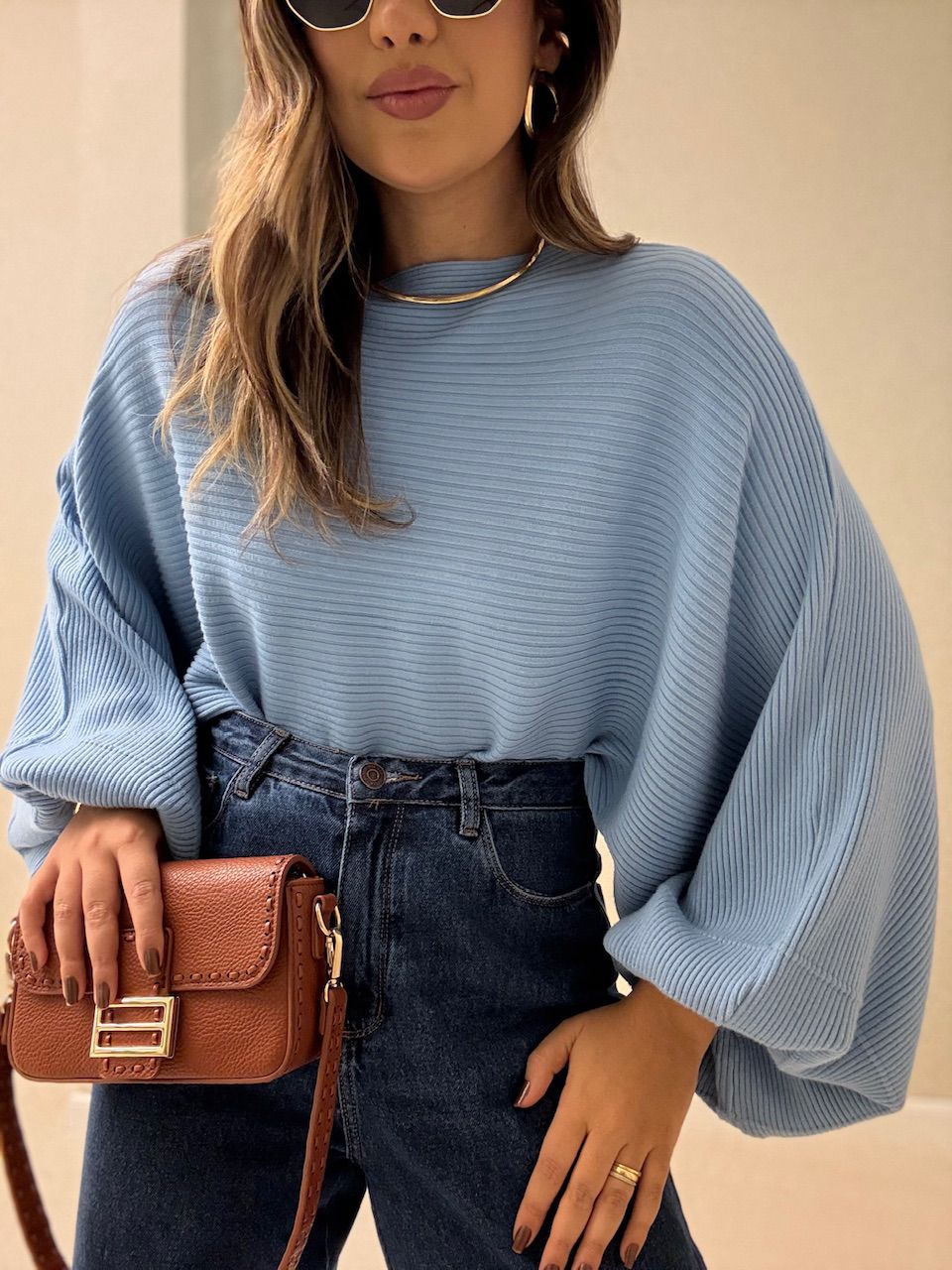 BLUSA AMÁLIA TRICOT AZUL