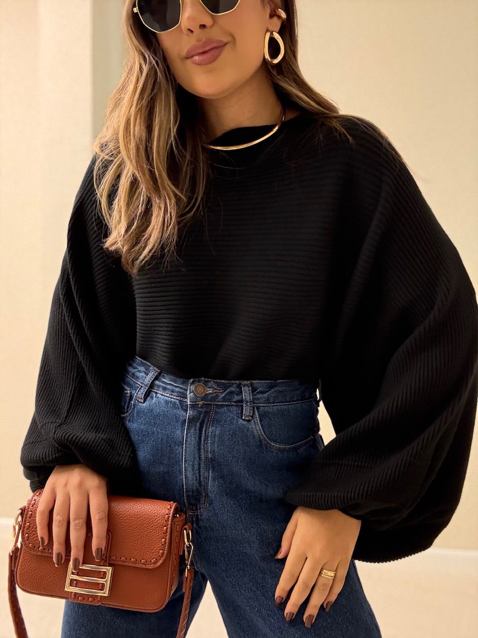 BLUSA AMÁLIA TRICOT PRETA