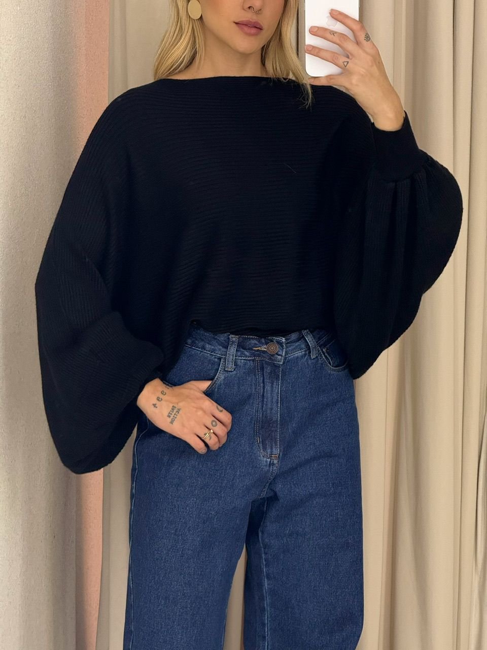 BLUSA AMÁLIA TRICOT PRETA