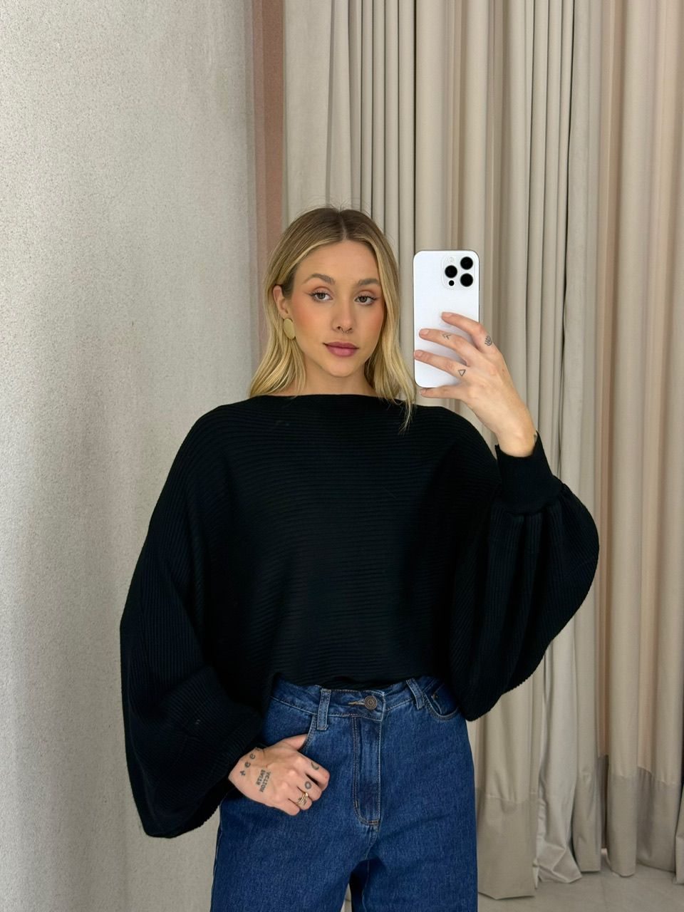 BLUSA AMÁLIA TRICOT PRETA