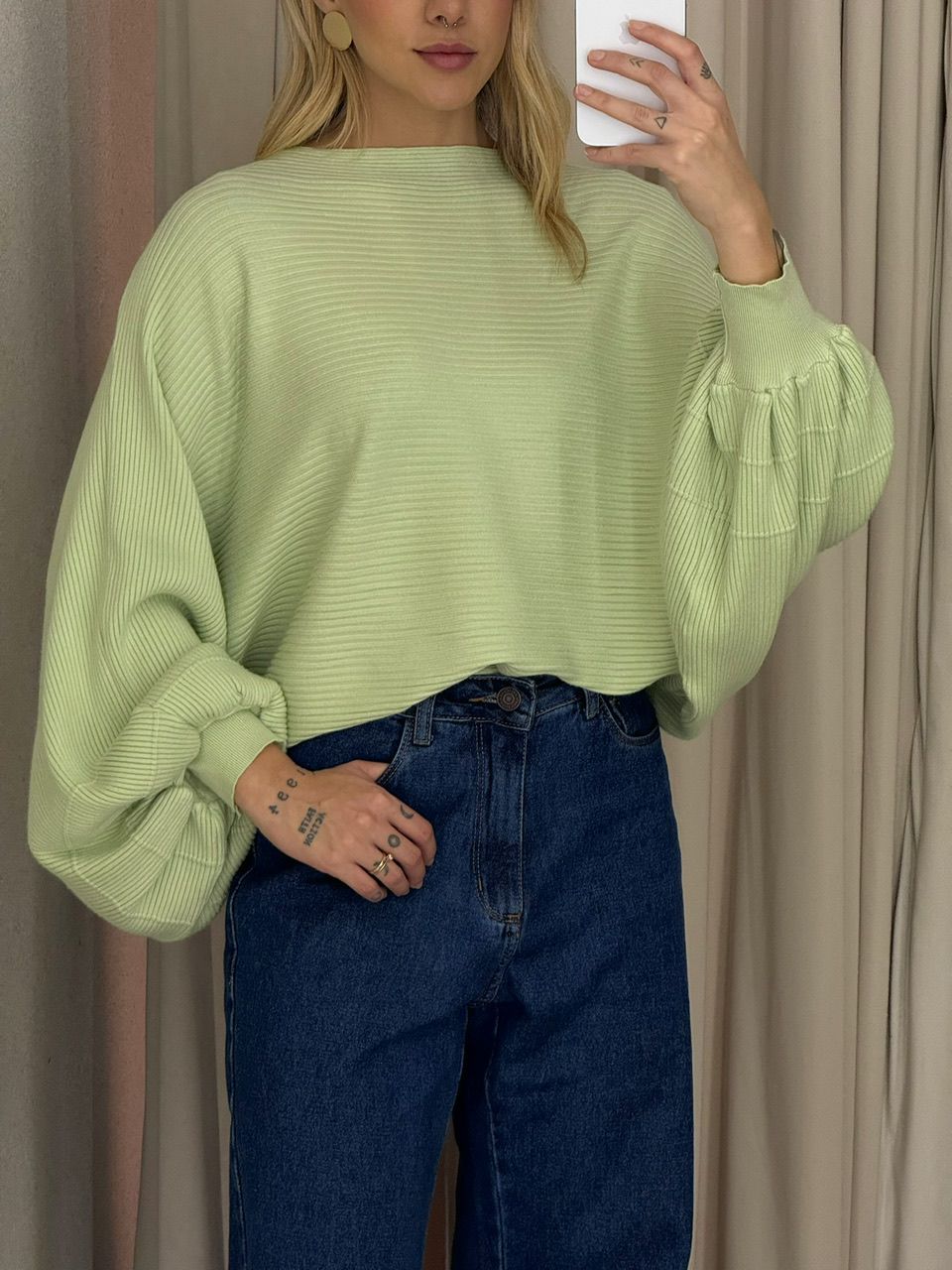 BLUSA AMÁLIA TRICOT VERDE CLARO