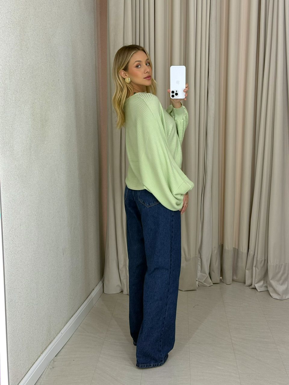 BLUSA AMÁLIA TRICOT VERDE CLARO