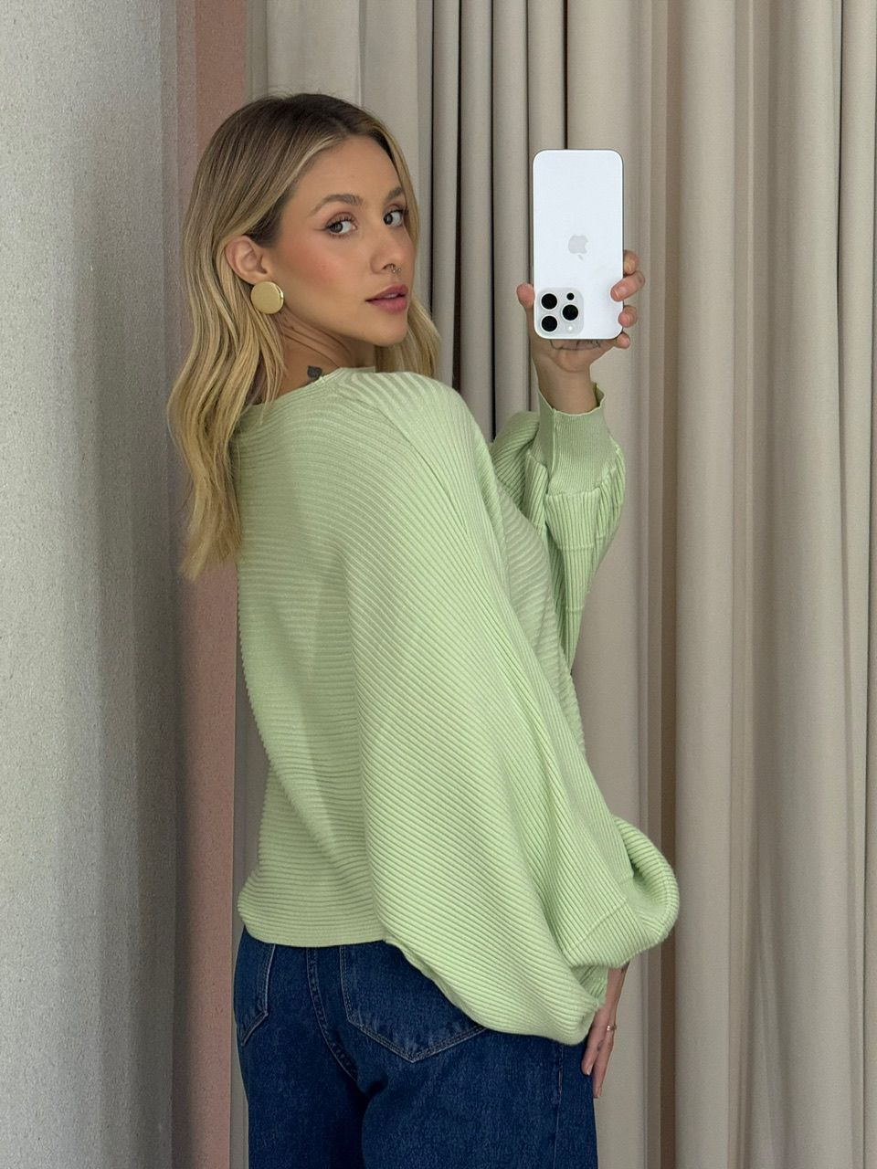 BLUSA AMÁLIA TRICOT VERDE CLARO