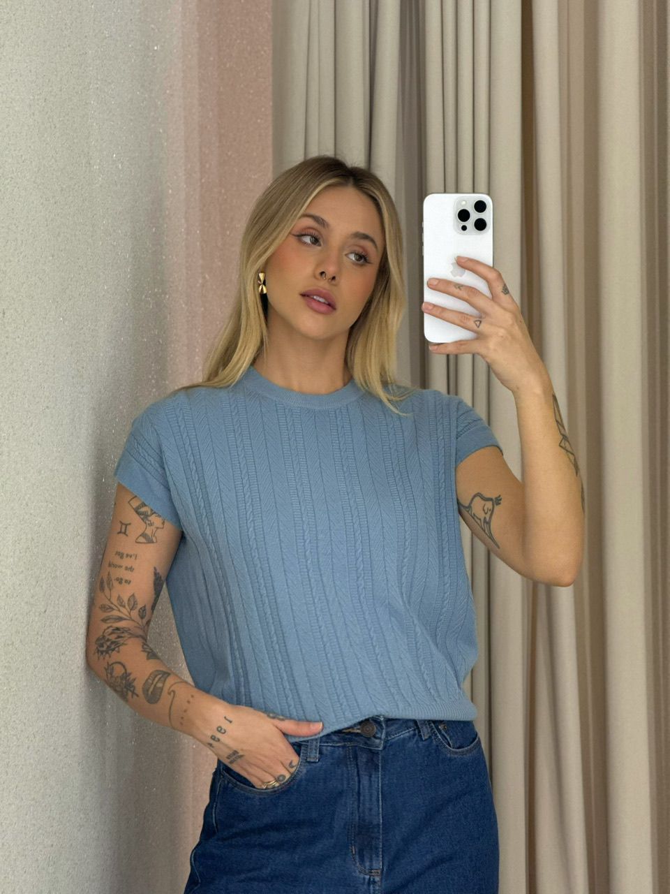 BLUSA SILVIA TRICOT AZUL