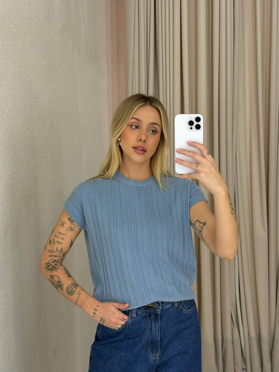 BLUSA SILVIA TRICOT AZUL