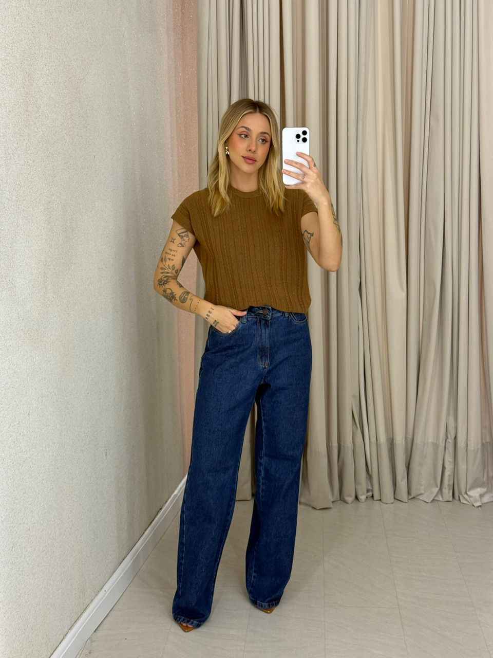 BLUSA SILVIA TRICOT MARROM
