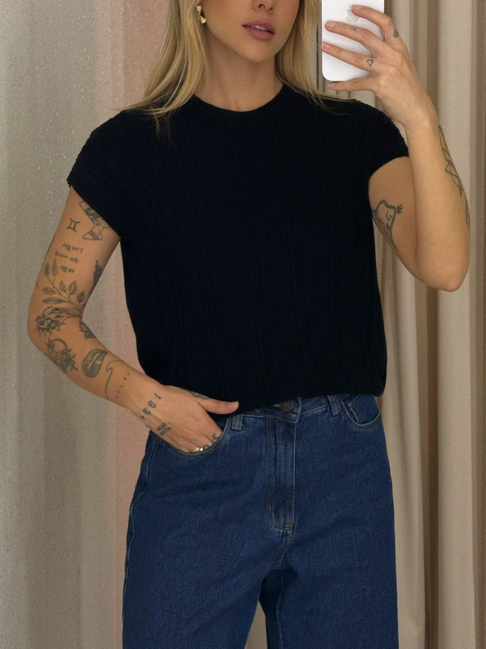 BLUSA SILVIA TRICOT PRETA