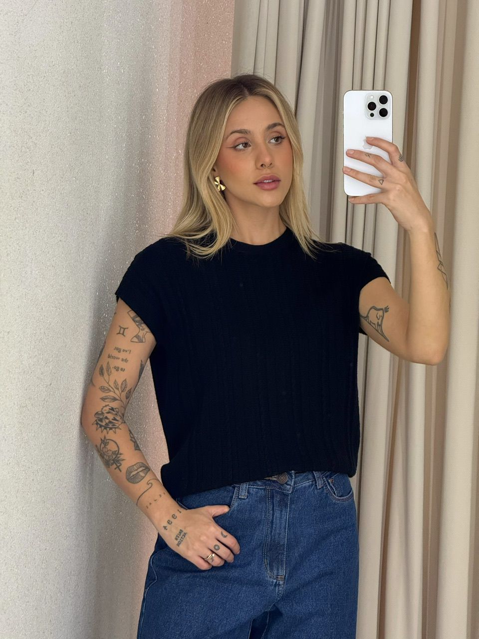 BLUSA SILVIA TRICOT PRETA