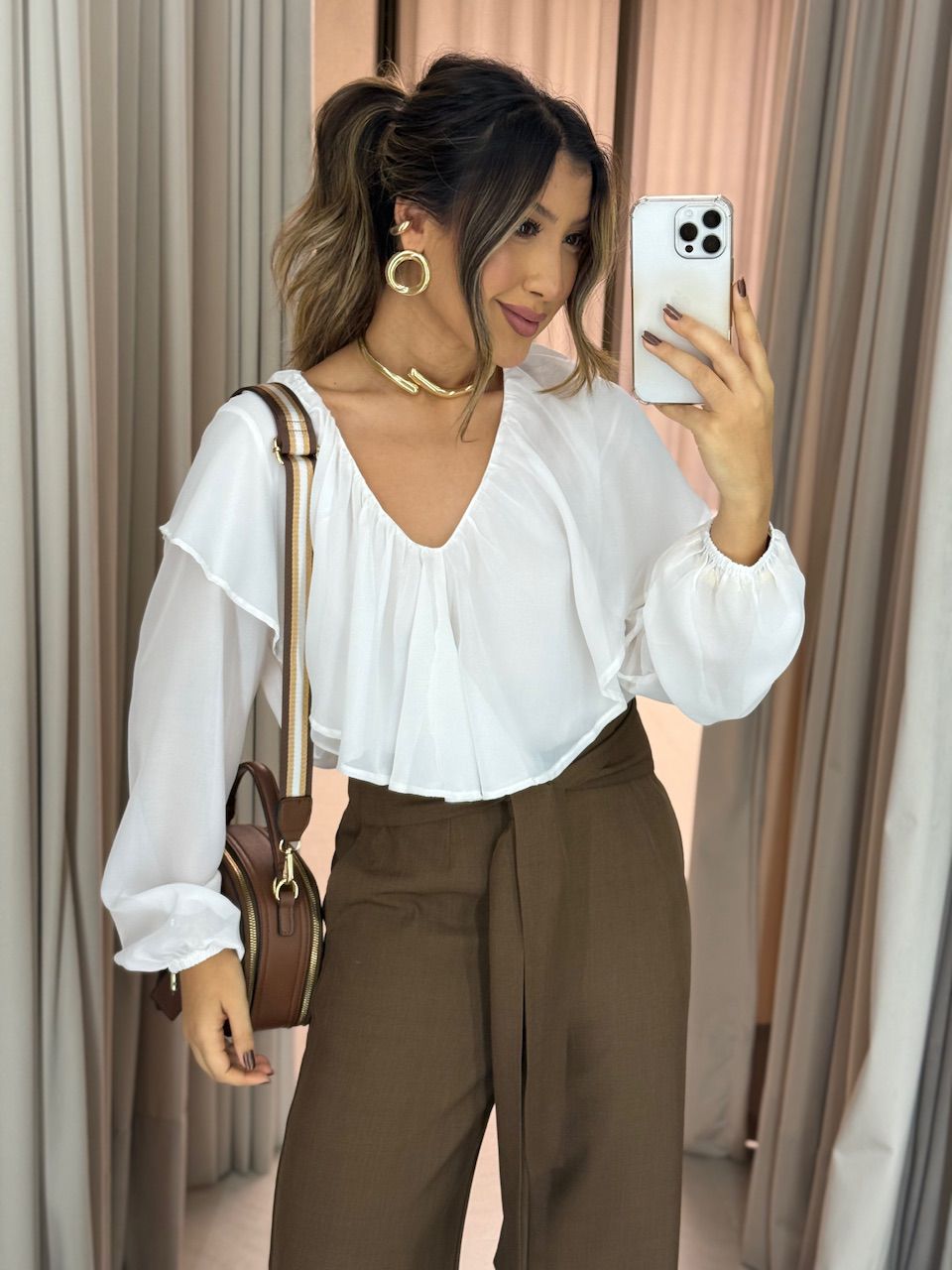 BLUSA TALITA BABADO OFF - 0064150048 - CAROLLA FERRARO