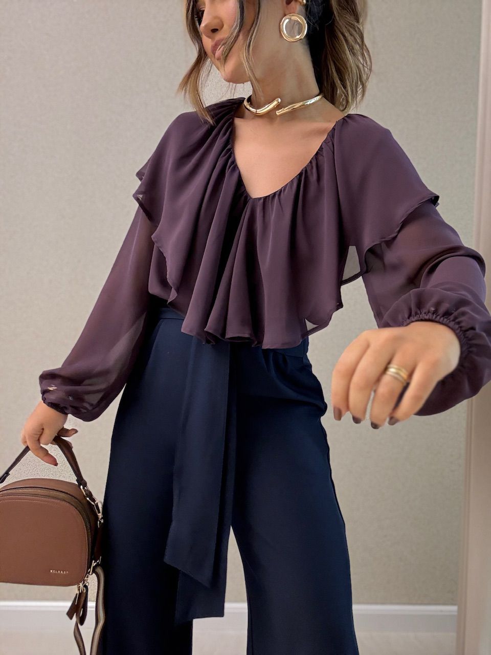 BLUSA TALITA BABADO UVA