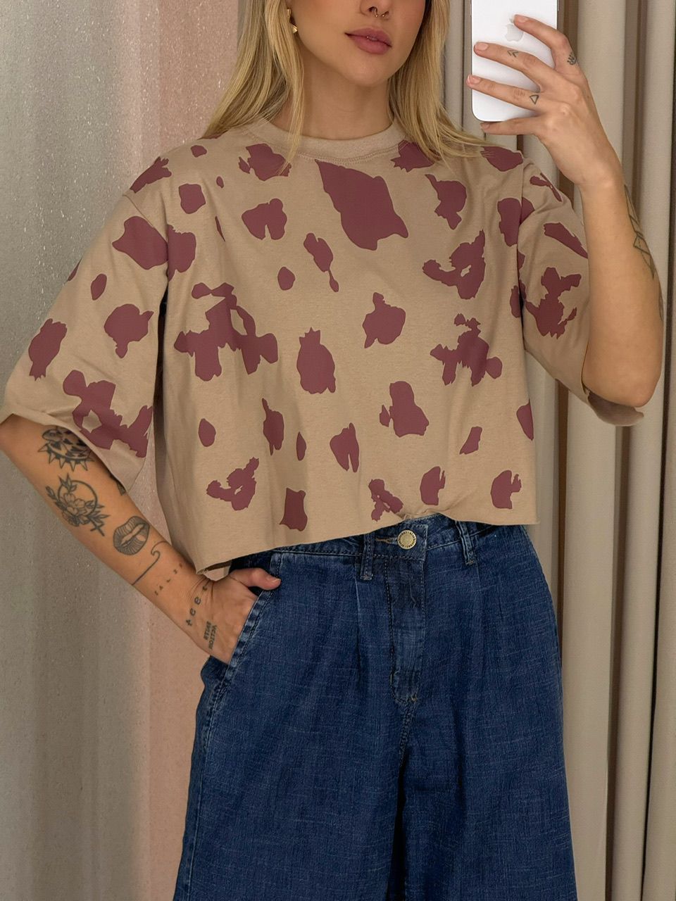 CROPPED REGINA ESTAMPADO NUDE