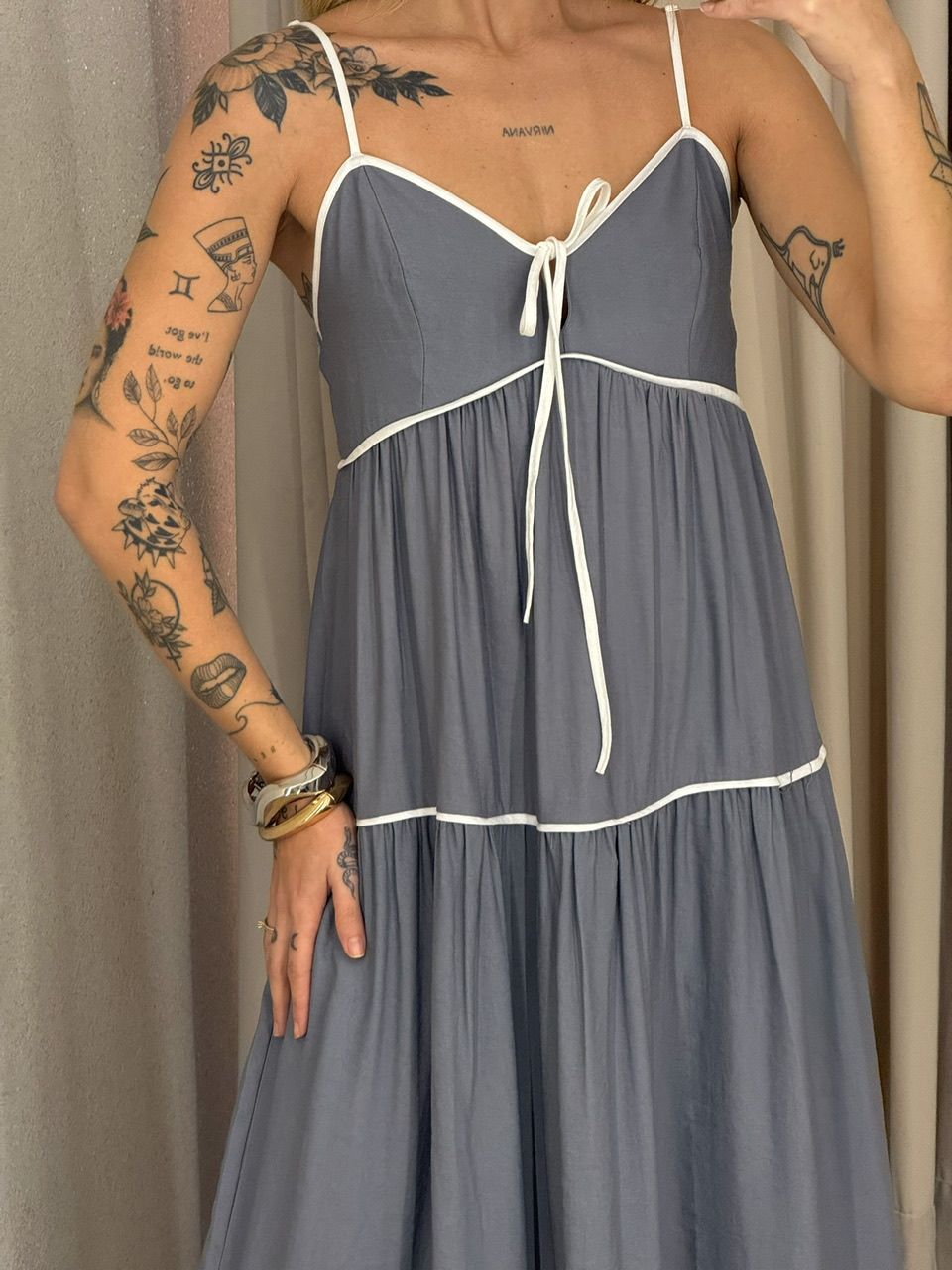 VESTIDO ANA CAROLINA ALÇA Cinza