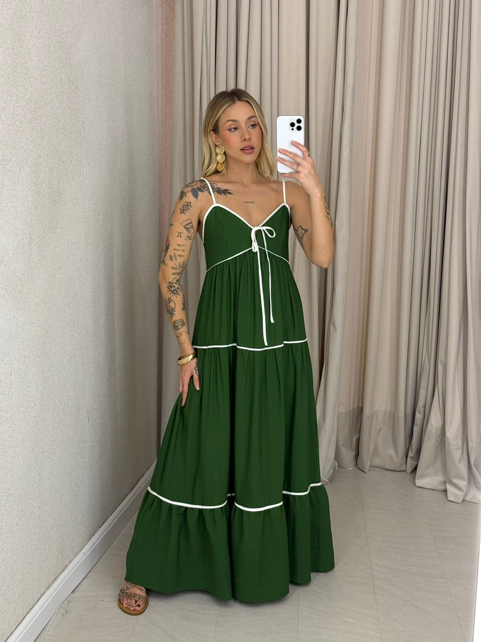 VESTIDO ANA CAROLINA ALÇA VERDE ESCURO