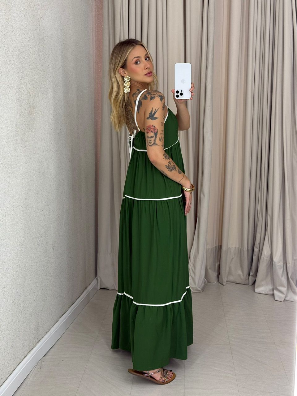 VESTIDO ANA CAROLINA ALÇA VERDE ESCURO