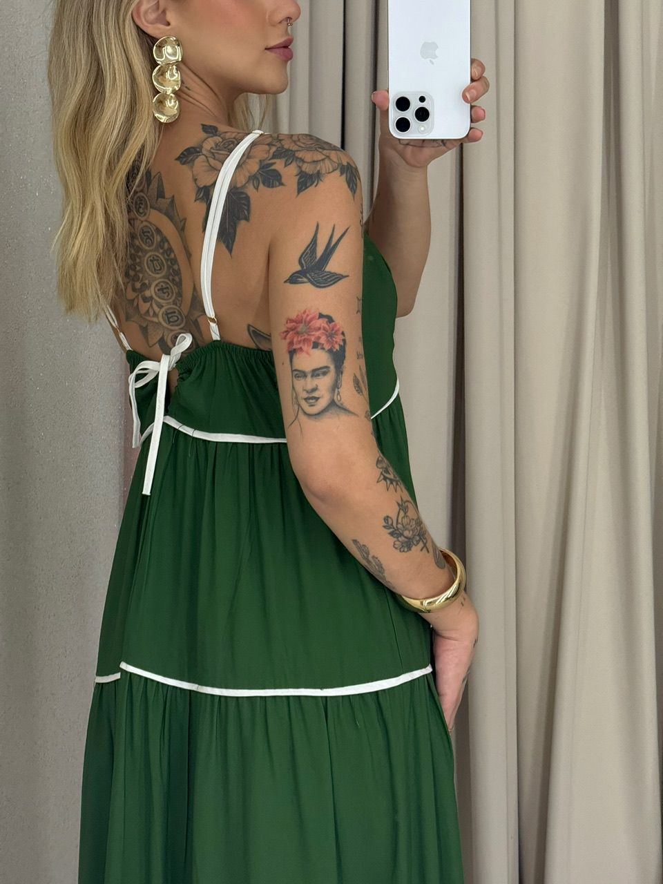VESTIDO ANA CAROLINA ALÇA VERDE ESCURO