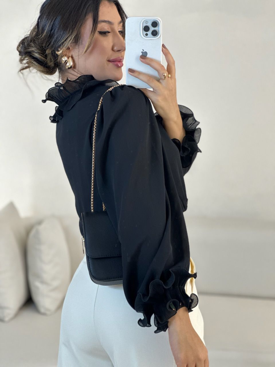 BLUSA ISABEL BABADOS Preta