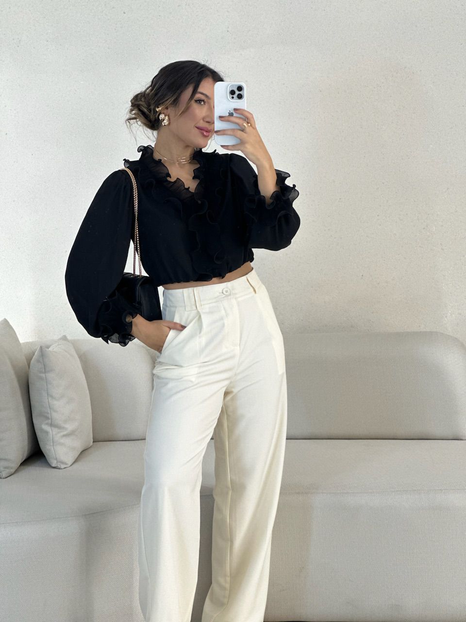 BLUSA ISABEL BABADOS Preta