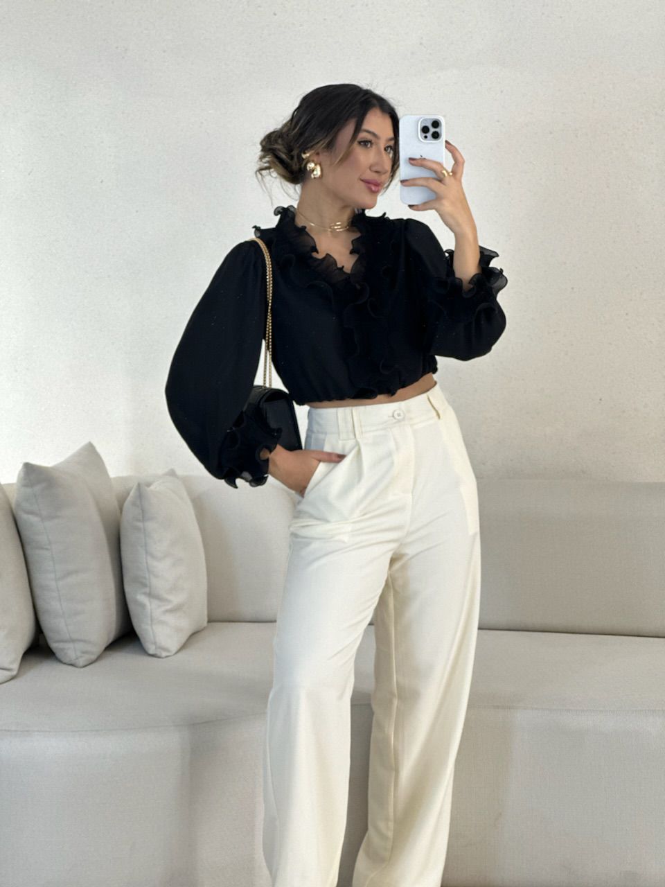 BLUSA ISABEL BABADOS Preta