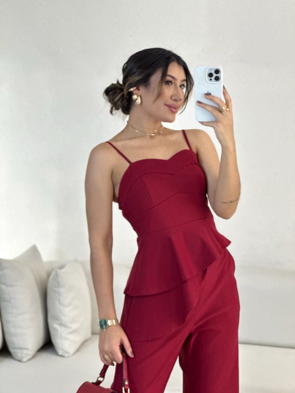 CONJUNTO THAYSE ASSIMÉTRICO CHERRY RED