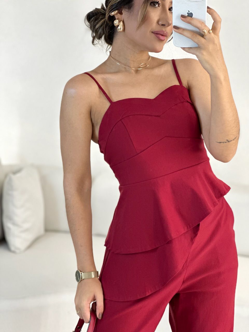 CONJUNTO THAYSE ASSIMÉTRICO CHERRY RED