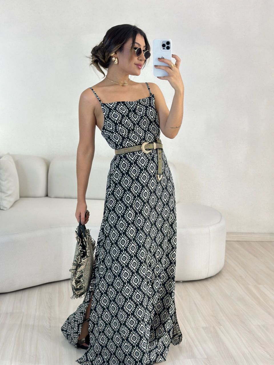 VESTIDO STEFFANY ÉTNICO PRETO - 0055160032 - CAROLLA FERRARO