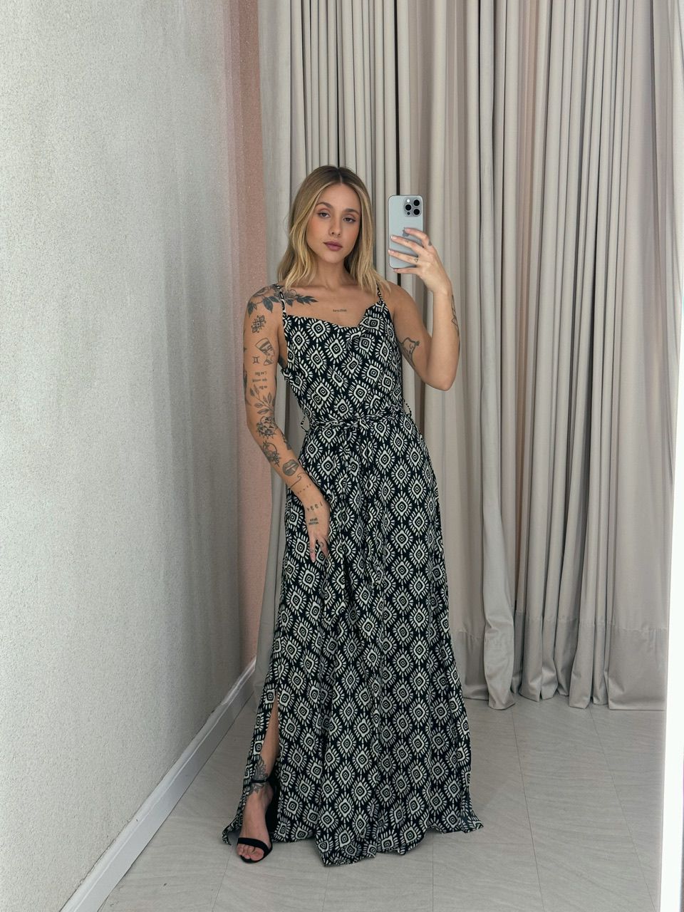 VESTIDO STEFFANY ÉTNICO PRETO