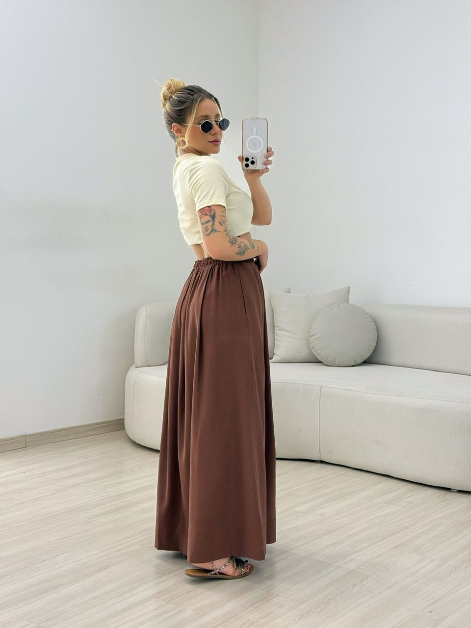 SAIA FLAVIA LONGUETE MARROM