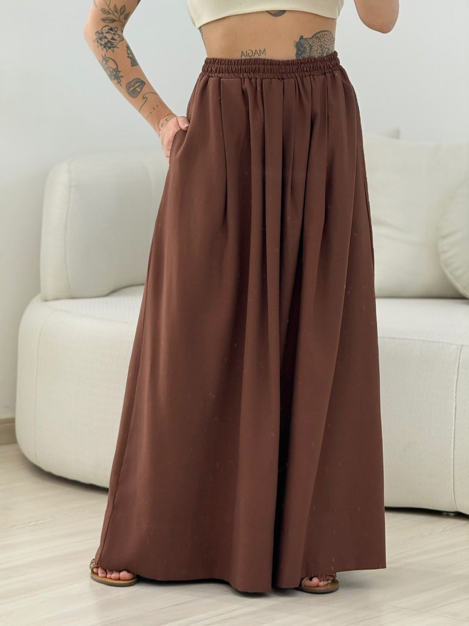 SAIA FLAVIA LONGUETE MARROM - 0067030054 - CAROLLA FERRARO