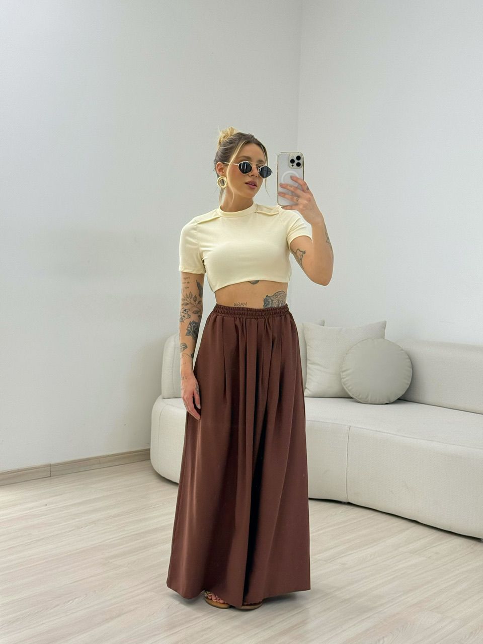 SAIA FLAVIA LONGUETE MARROM