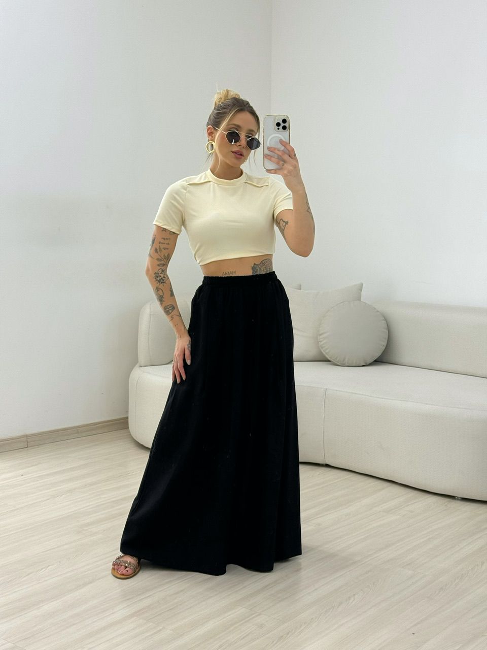 SAIA FLAVIA LONGUETE PRETA - 0067030033 - CAROLLA FERRARO