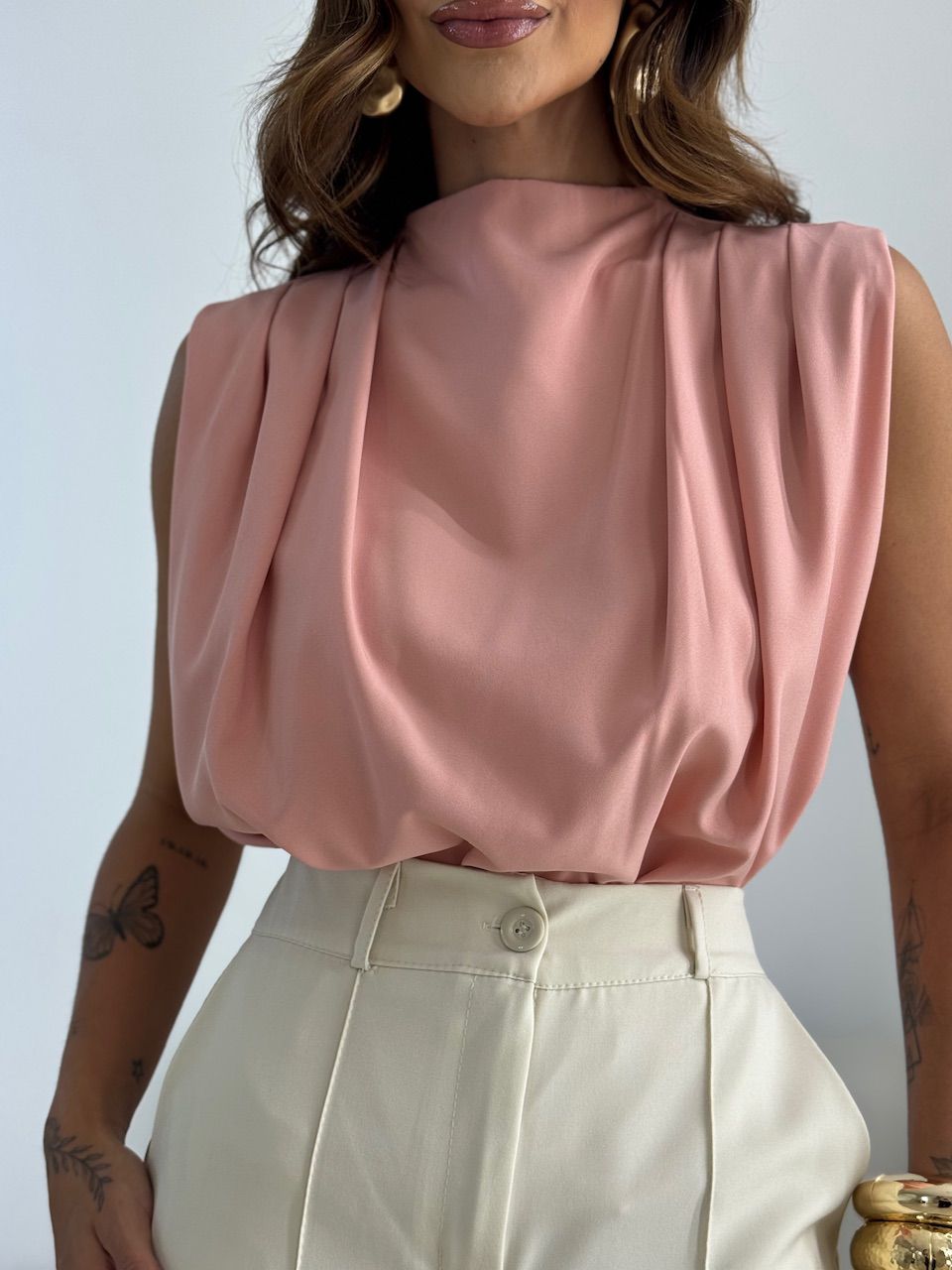 BLUSA LUARA PREGAS ROSÊ