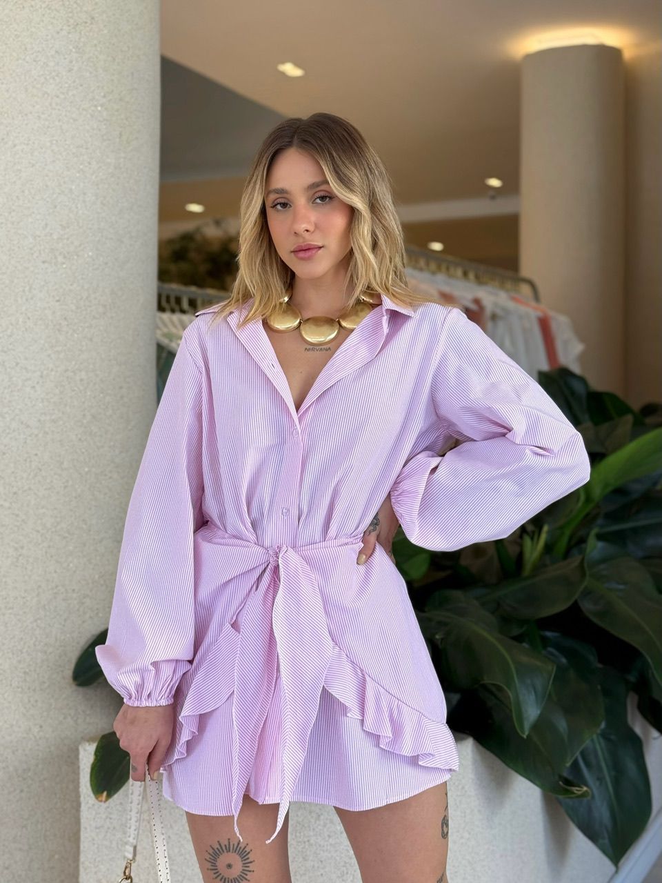 CAMISA VALENTINA LISTRADA ROSA