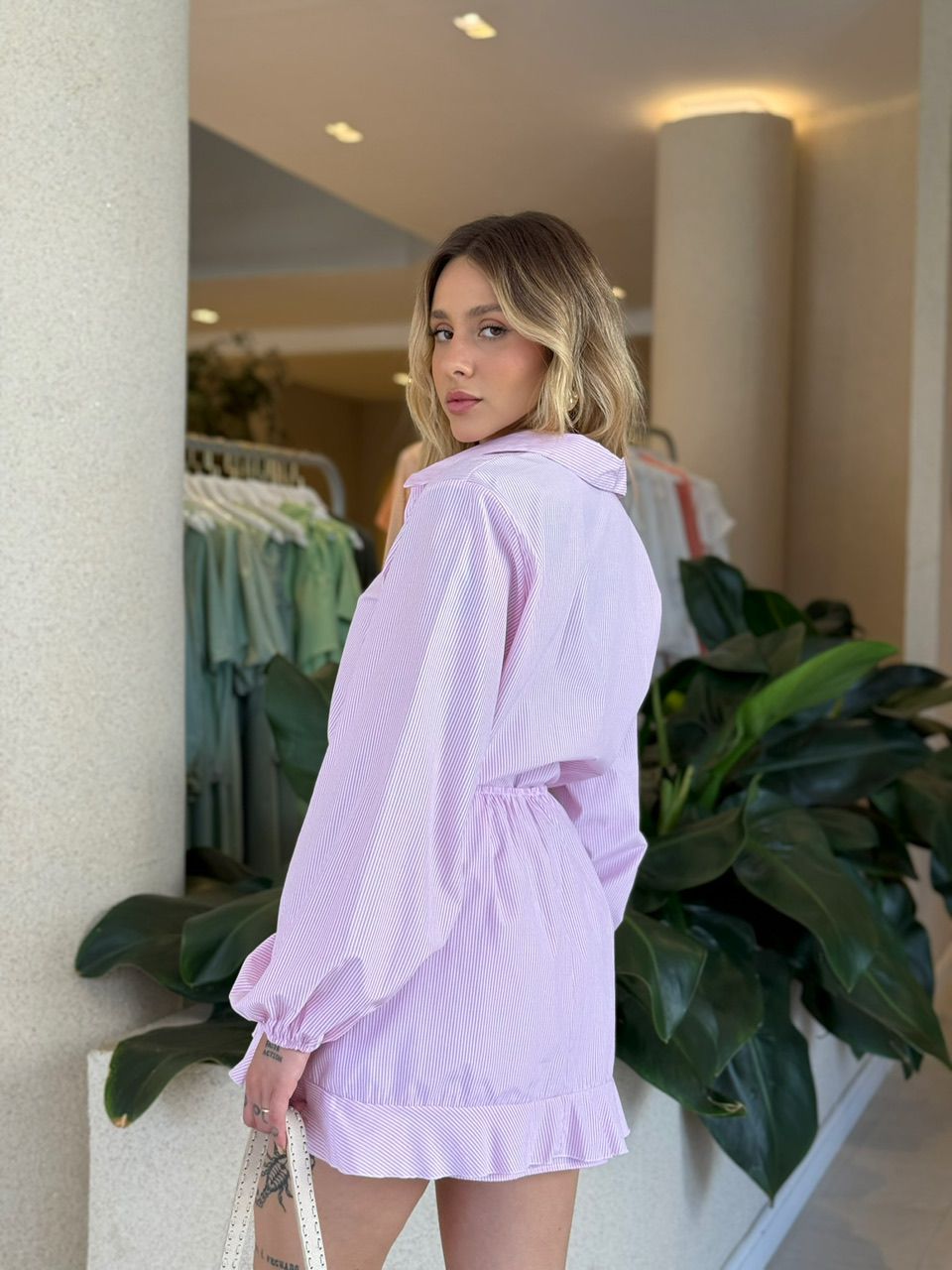 CAMISA VALENTINA LISTRADA ROSA