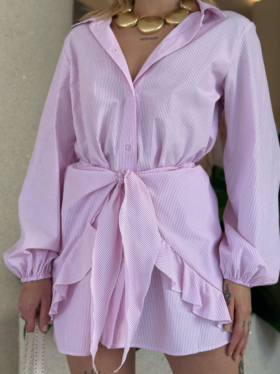 CAMISA VALENTINA LISTRADA ROSA