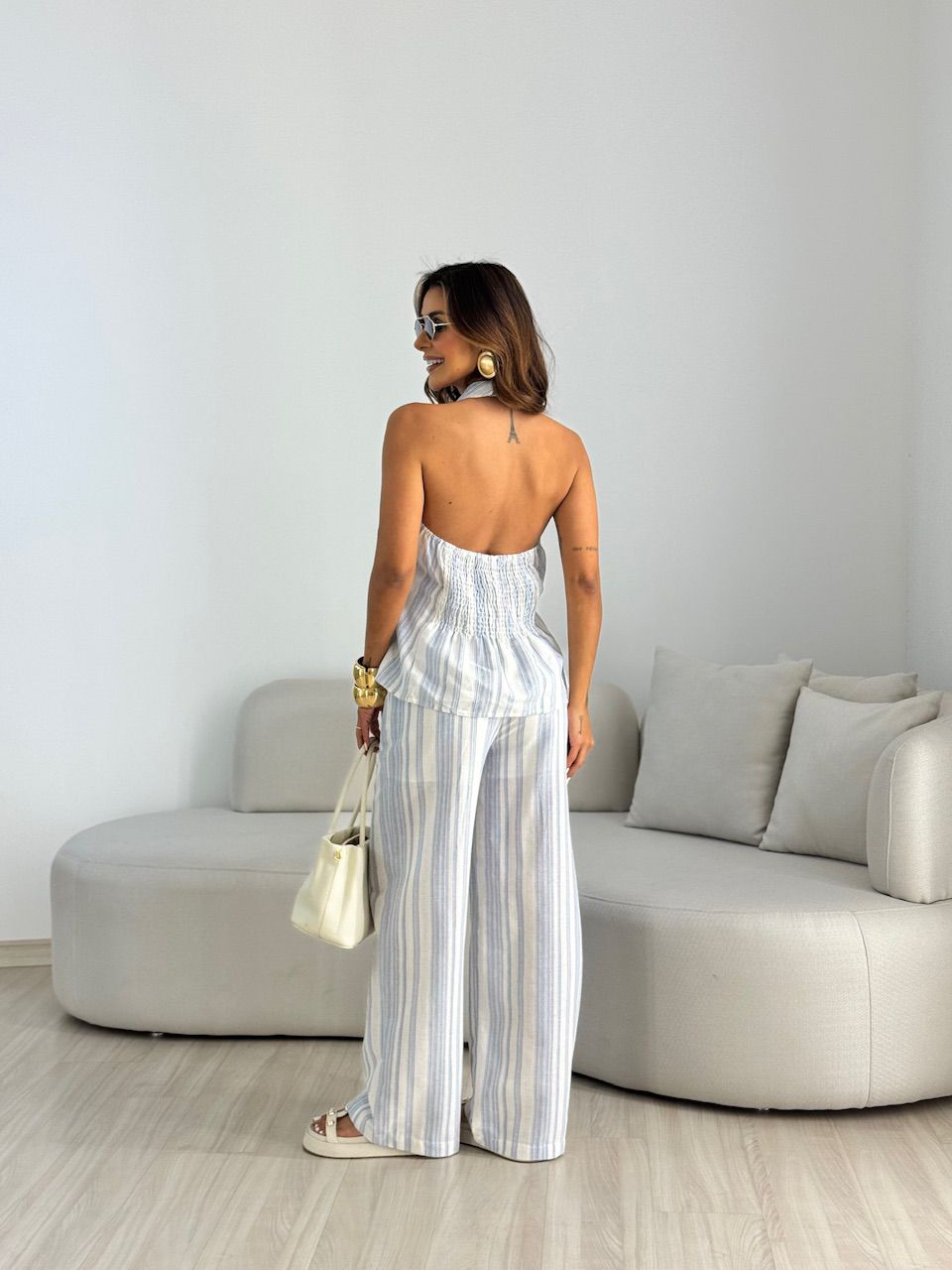 CONJUNTO CEREJA LISTRADO AZUL