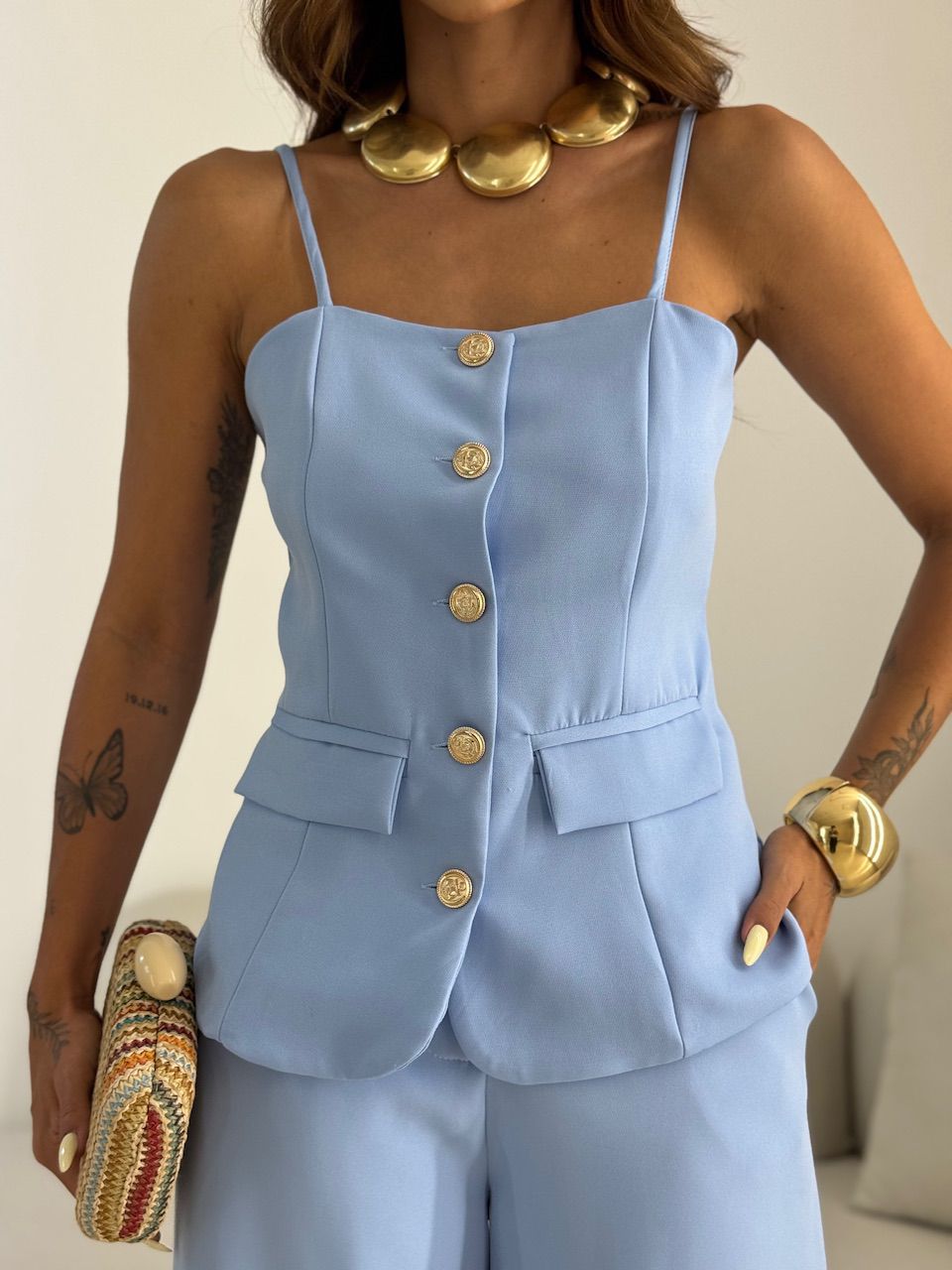 CONJUNTO MARGOT BOTÕES AZUL