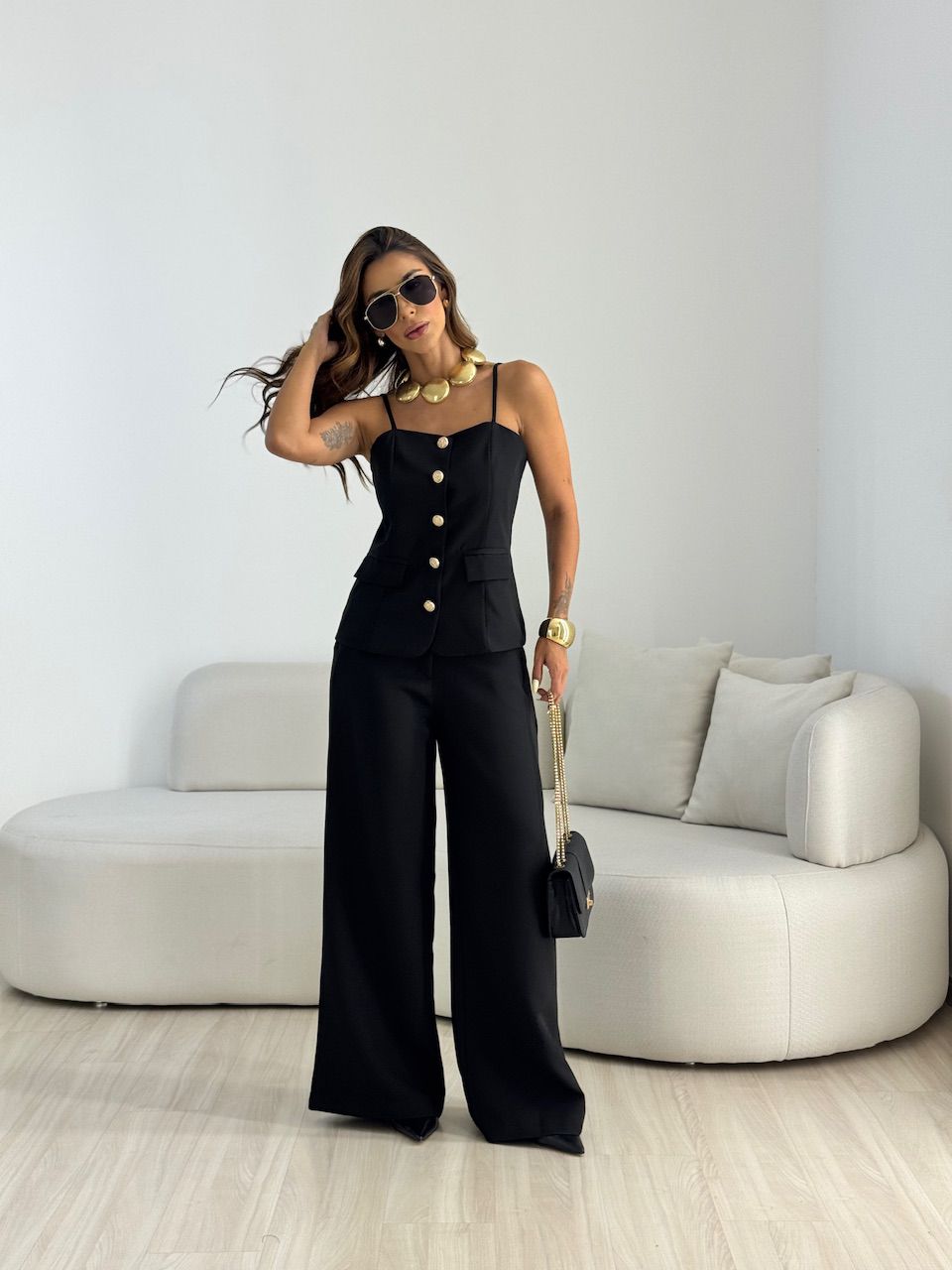 CONJUNTO MARGOT BOTÕES PRETO
